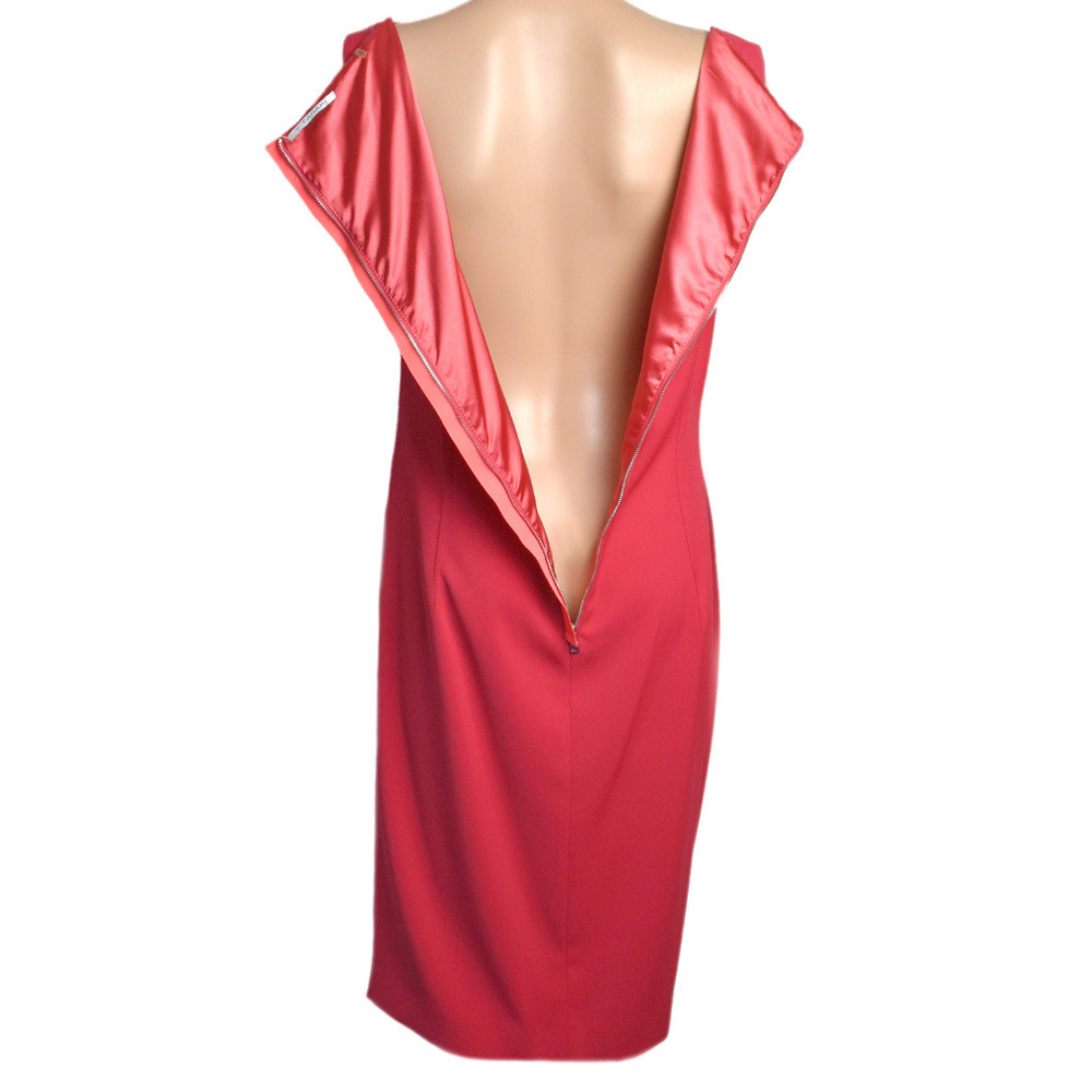 Tahari Dress Hattie Ruched Waist Red Flame - Picture 4 of 7
